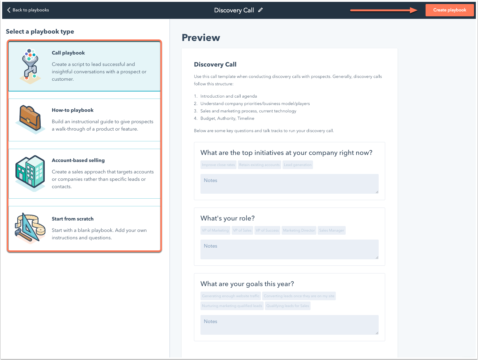 Sales playbooks in HubSpot