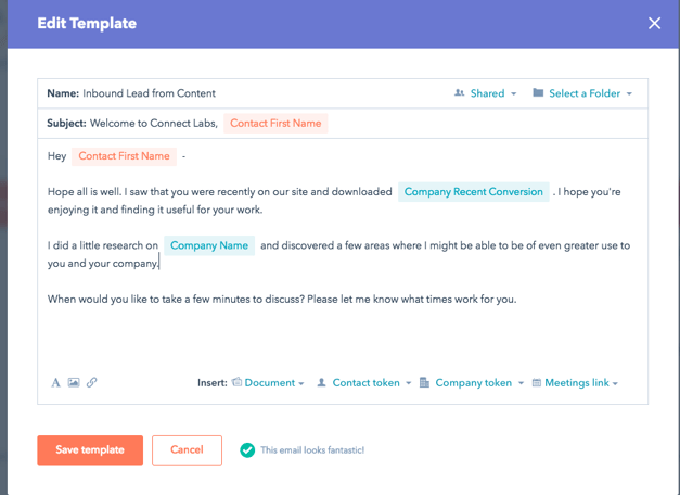 How to use an inbound sales email template