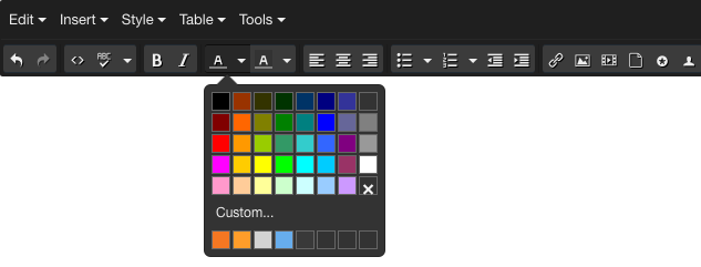 colour picker in HubSpot text editor